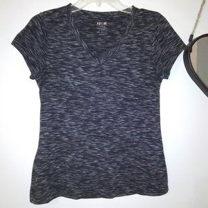 Black and white striped fitness shirt size small